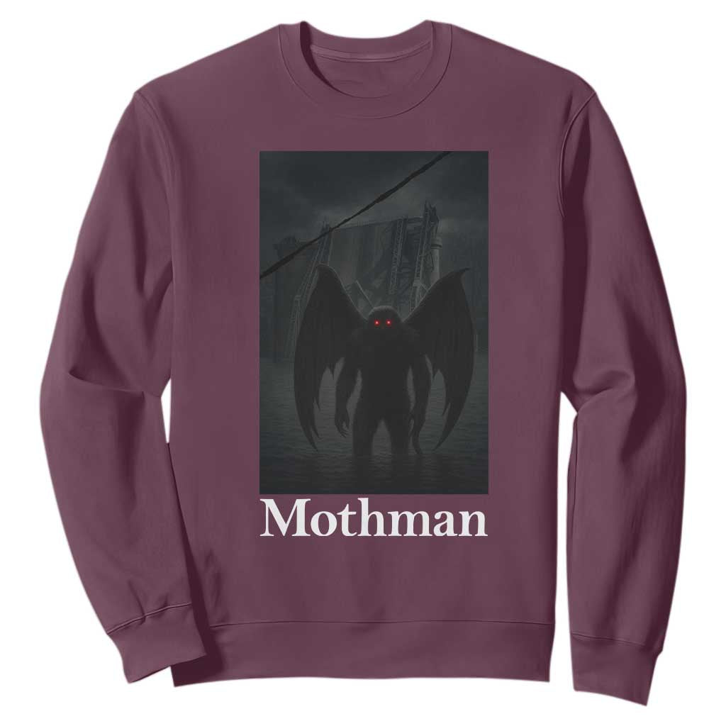 Mothman Sweatshirt Folklore Cryptid Gift Silver Bridge West Virginia TS12 Maroon Print Your Wear