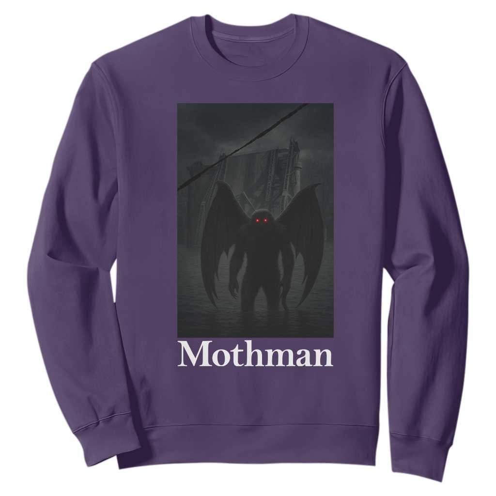 Mothman Sweatshirt Folklore Cryptid Gift Silver Bridge West Virginia TS12 Purple Print Your Wear