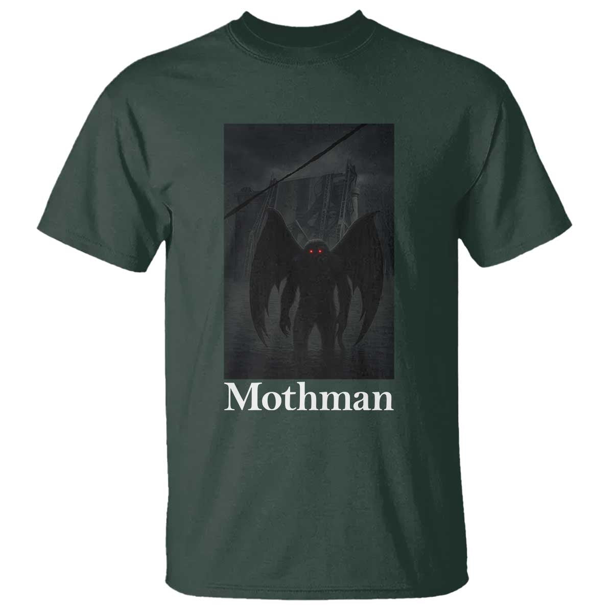 Mothman T Shirt Folklore Cryptid Gift Silver Bridge West Virginia TS12 Dark Forest Green Print Your Wear
