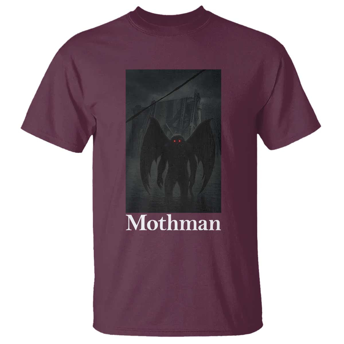 Mothman T Shirt Folklore Cryptid Gift Silver Bridge West Virginia TS12 Maroon Print Your Wear