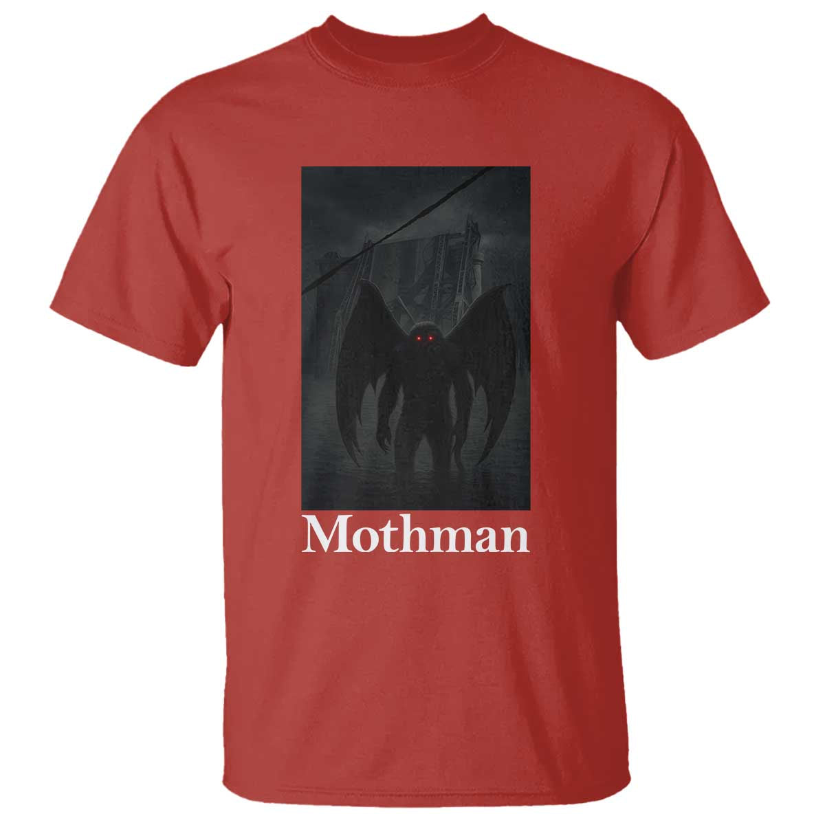 Mothman T Shirt Folklore Cryptid Gift Silver Bridge West Virginia TS12 Red Print Your Wear