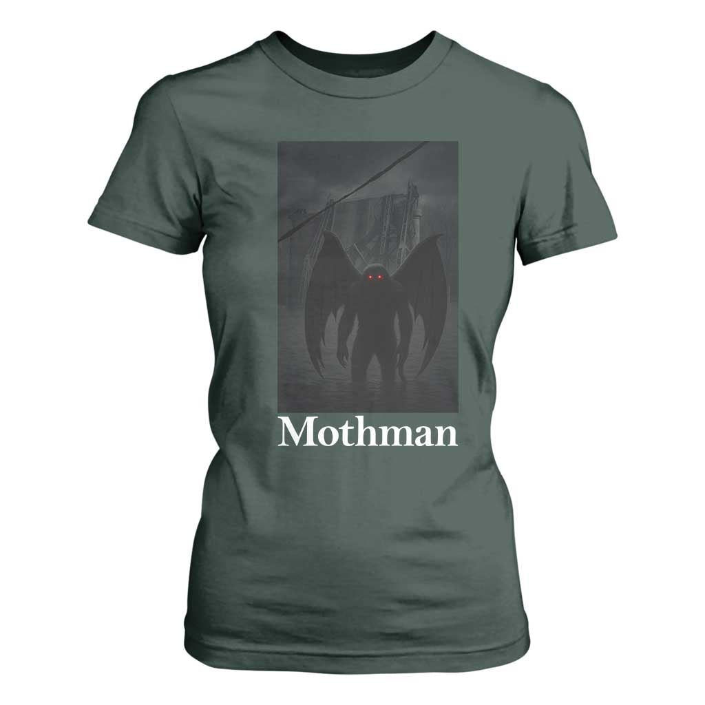 Mothman T Shirt For Women Folklore Cryptid Gift Silver Bridge West Virginia TS12 Dark Forest Green Print Your Wear