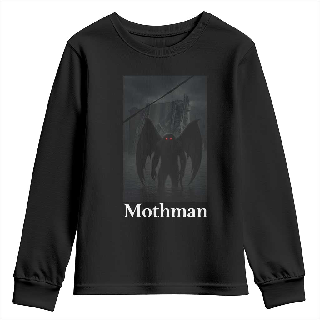 Mothman Youth Sweatshirt Folklore Cryptid Gift Silver Bridge West Virginia TS12 Black Print Your Wear