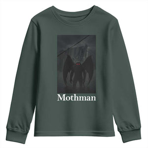 Mothman Youth Sweatshirt Folklore Cryptid Gift Silver Bridge West Virginia TS12 Dark Forest Green Print Your Wear