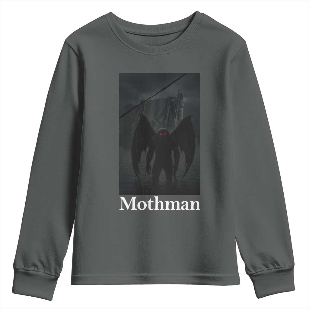 Mothman Youth Sweatshirt Folklore Cryptid Gift Silver Bridge West Virginia TS12 Dark Heather Print Your Wear