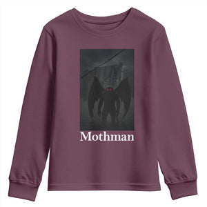 Mothman Youth Sweatshirt Folklore Cryptid Gift Silver Bridge West Virginia TS12 Maroon Print Your Wear