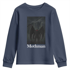 Mothman Youth Sweatshirt Folklore Cryptid Gift Silver Bridge West Virginia TS12 Navy Print Your Wear