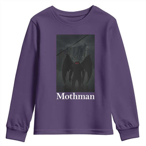 Mothman Youth Sweatshirt Folklore Cryptid Gift Silver Bridge West Virginia TS12 Purple Print Your Wear