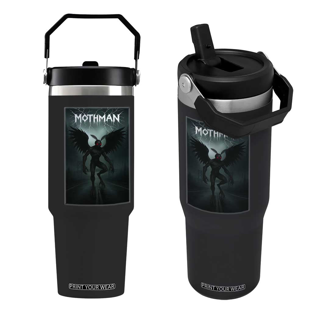 Mothman Flip Straw Tumbler Folklore Gothic Horror Cryptid Gift TS12 One Size: 30 oz Black Print Your Wear