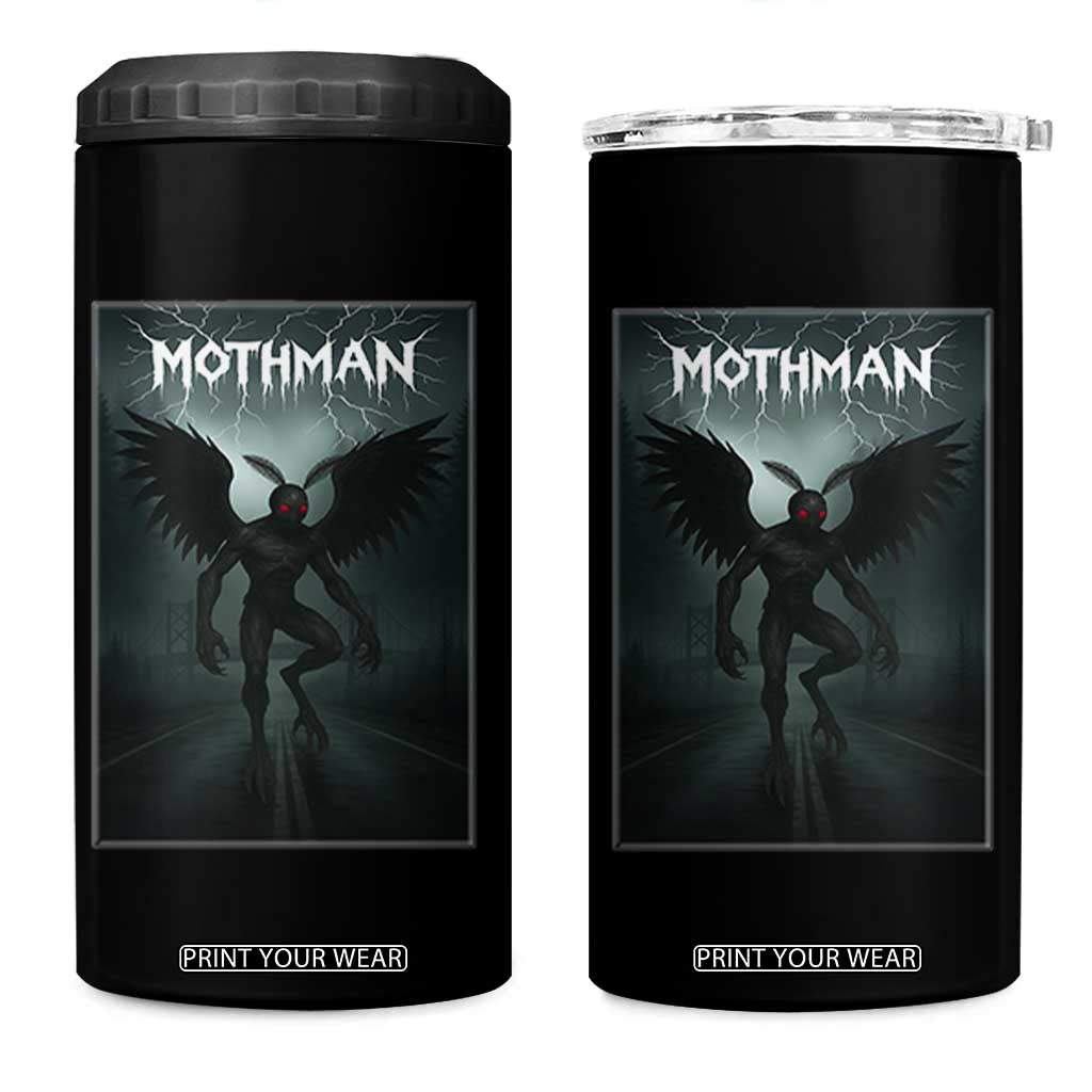 Mothman 4 in 1 Can Cooler Tumbler Folklore Gothic Horror Cryptid Gift TS12 One Size: 16 oz Black Print Your Wear