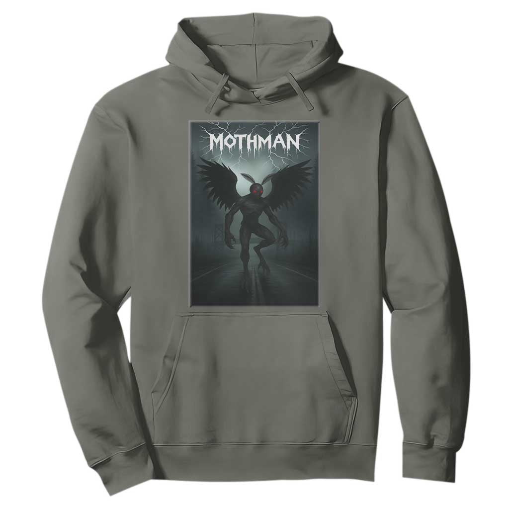 Mothman Hoodie Folklore Gothic Horror Cryptid Gift TS12 Military Green Print Your Wear