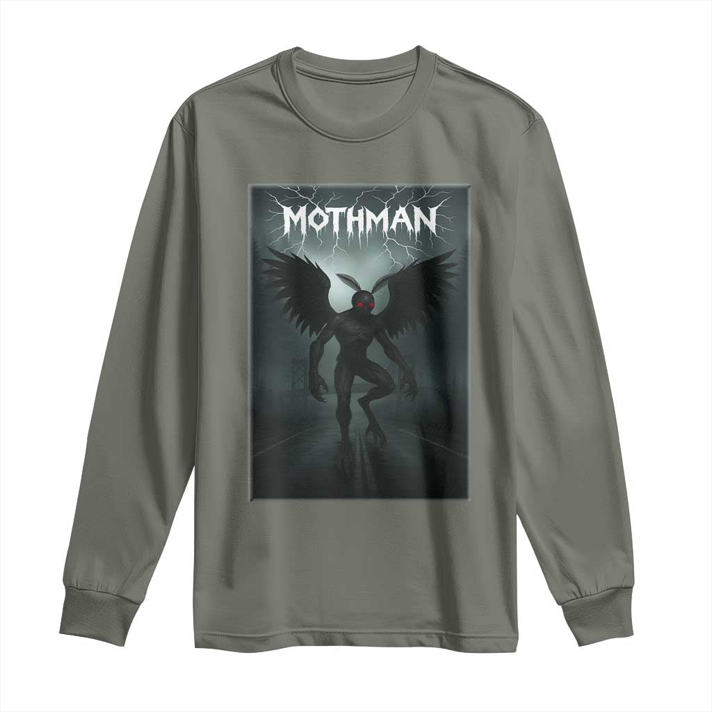 Mothman Long Sleeve Shirt Folklore Gothic Horror Cryptid Gift TS12 Military Green Print Your Wear