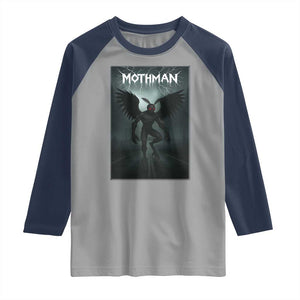 Mothman Raglan Shirt Folklore Gothic Horror Cryptid Gift TS12 Sport Gray Navy Print Your Wear