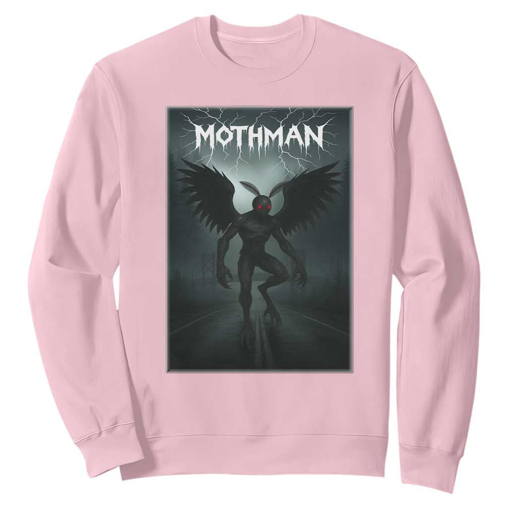 Mothman Sweatshirt Folklore Gothic Horror Cryptid Gift TS12 Light Pink Print Your Wear
