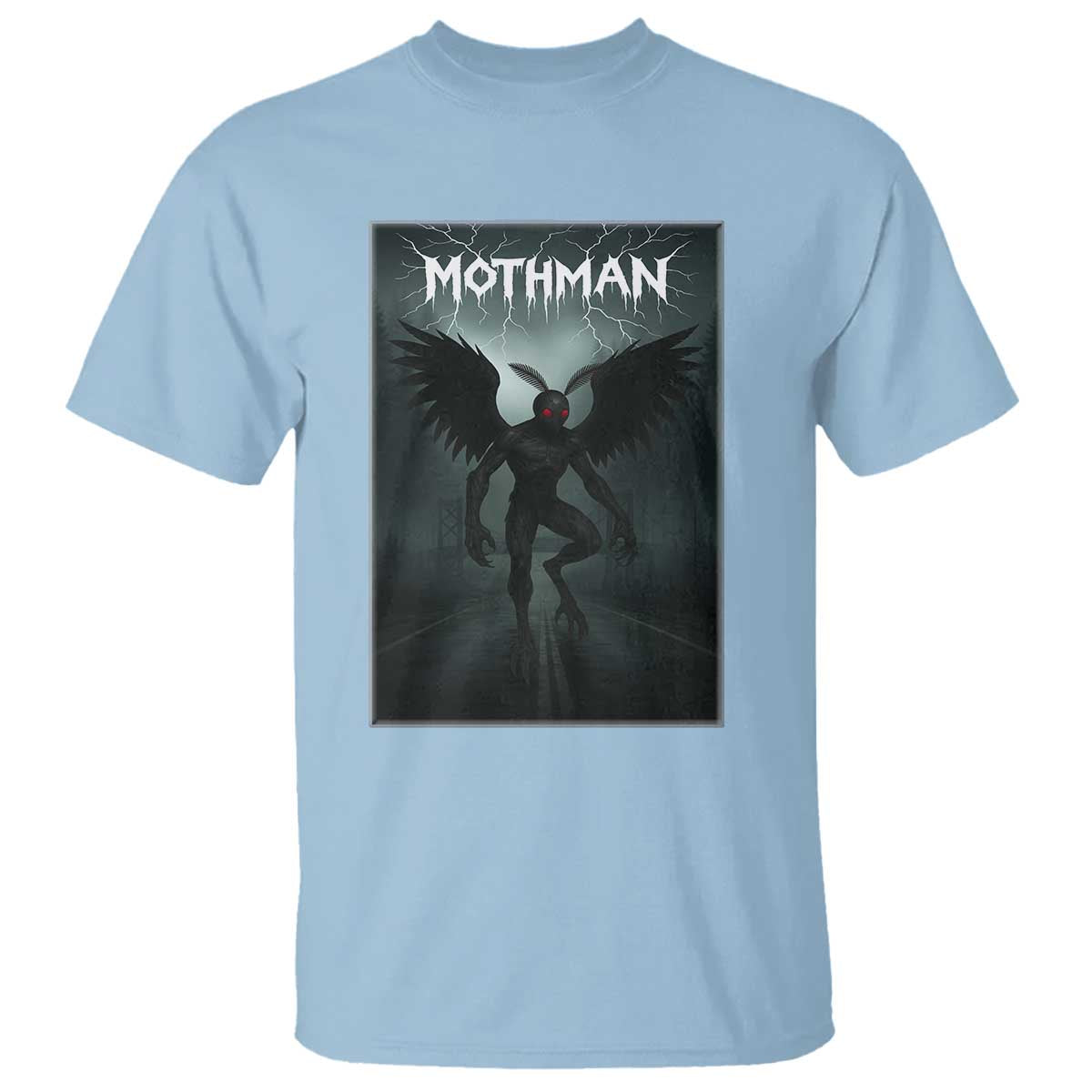 Mothman T Shirt Folklore Gothic Horror Cryptid Gift TS12 Light Blue Print Your Wear
