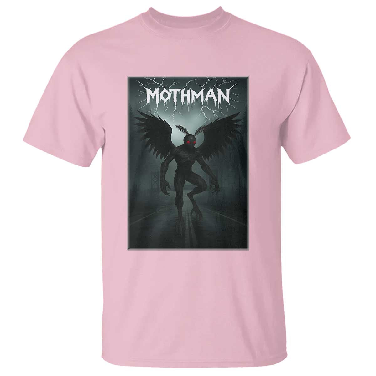 Mothman T Shirt Folklore Gothic Horror Cryptid Gift TS12 Light Pink Print Your Wear