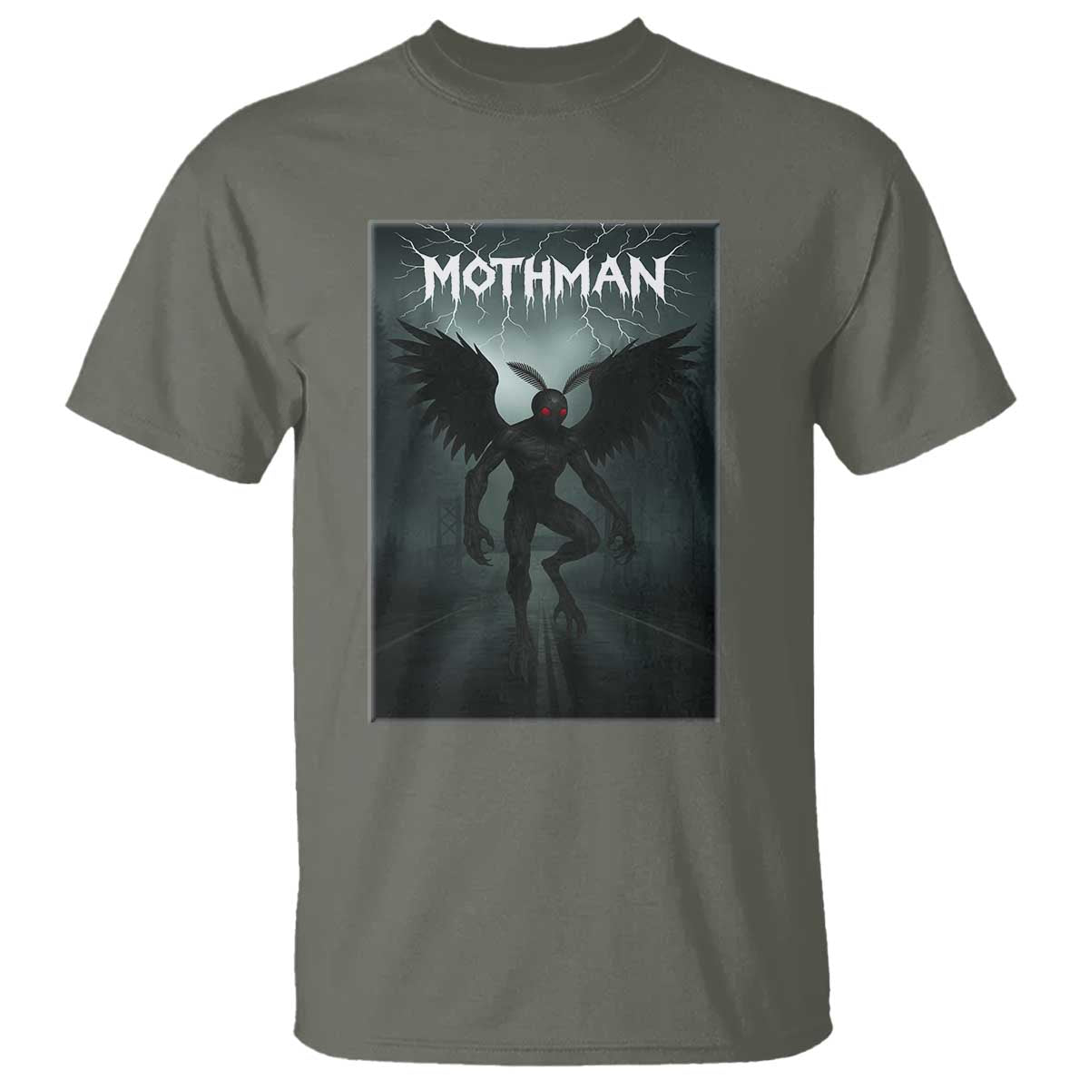 Mothman T Shirt Folklore Gothic Horror Cryptid Gift TS12 Military Green Print Your Wear