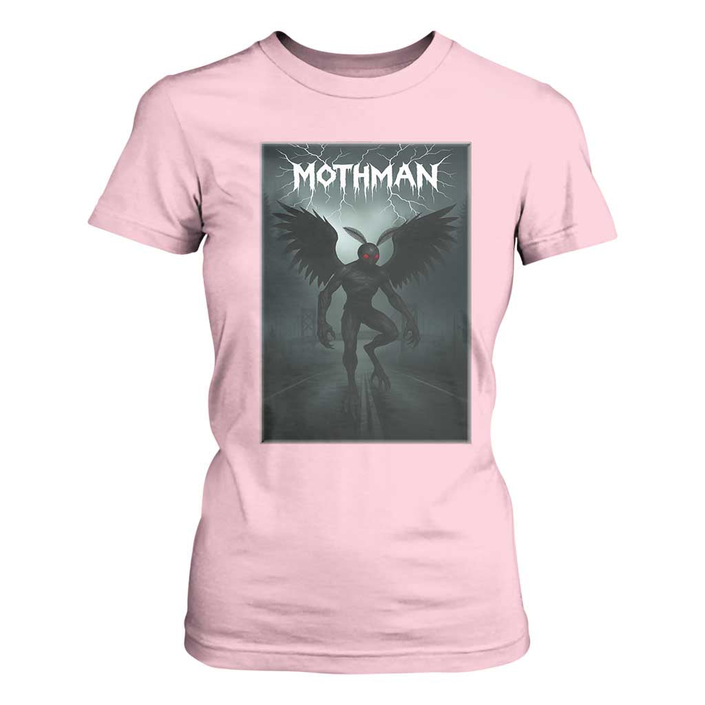 Mothman T Shirt For Women Folklore Gothic Horror Cryptid Gift TS12 Light Pink Print Your Wear