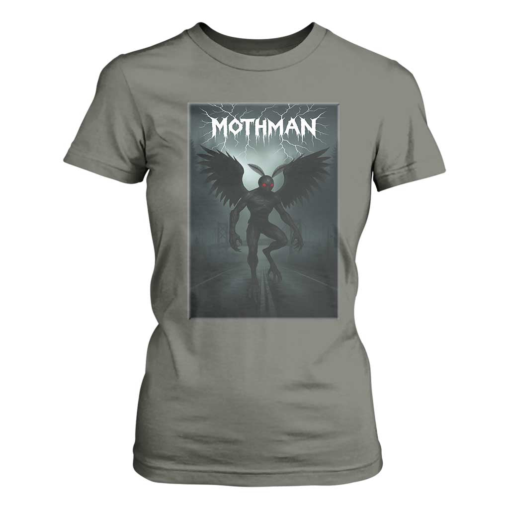 Mothman T Shirt For Women Folklore Gothic Horror Cryptid Gift TS12 Military Green Print Your Wear
