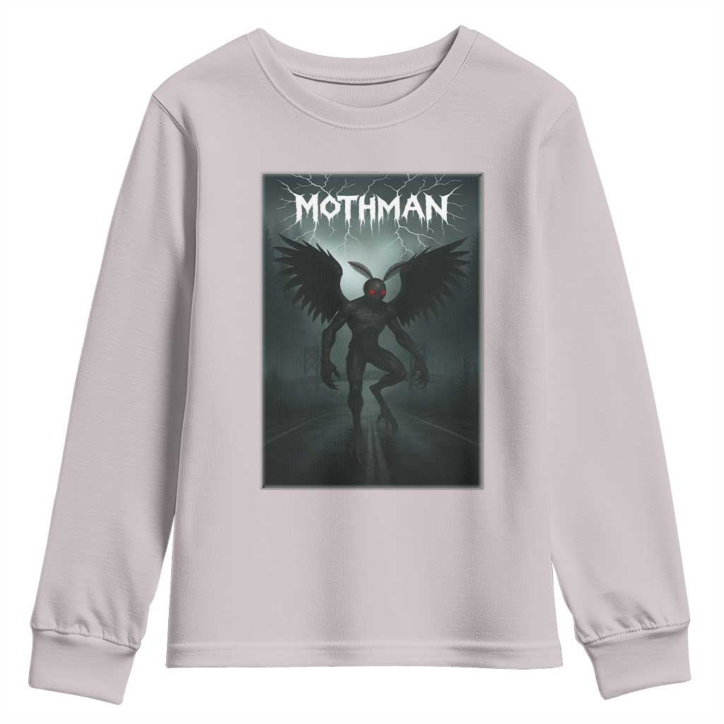 Mothman Youth Sweatshirt Folklore Gothic Horror Cryptid Gift TS12 Ice Gray Print Your Wear