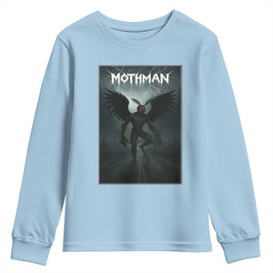 Mothman Youth Sweatshirt Folklore Gothic Horror Cryptid Gift TS12 Light Blue Print Your Wear