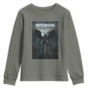 Mothman Youth Sweatshirt Folklore Gothic Horror Cryptid Gift TS12 Military Green Print Your Wear
