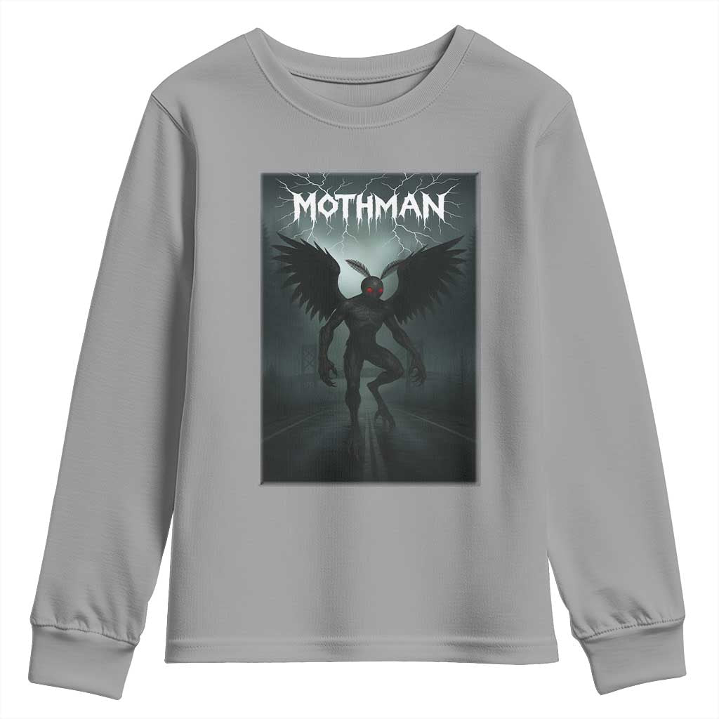 Mothman Youth Sweatshirt Folklore Gothic Horror Cryptid Gift TS12 Sport Gray Print Your Wear