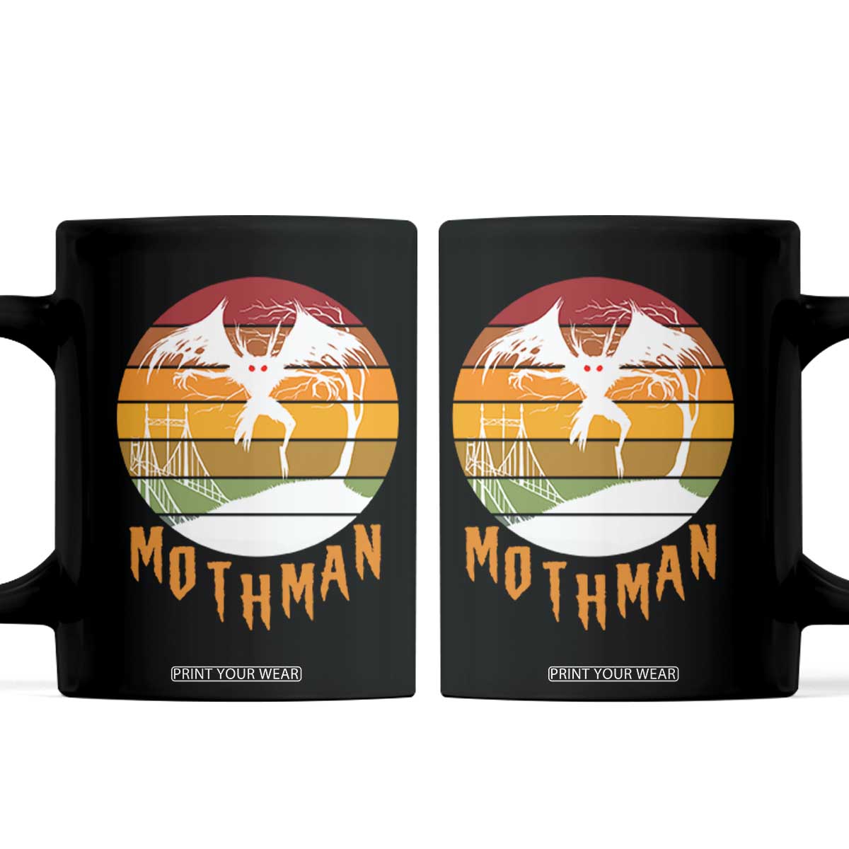 Mothman Coffee Mug Retro Vintage Cryptid Gothic Horror Gift TS12 Black Print Your Wear