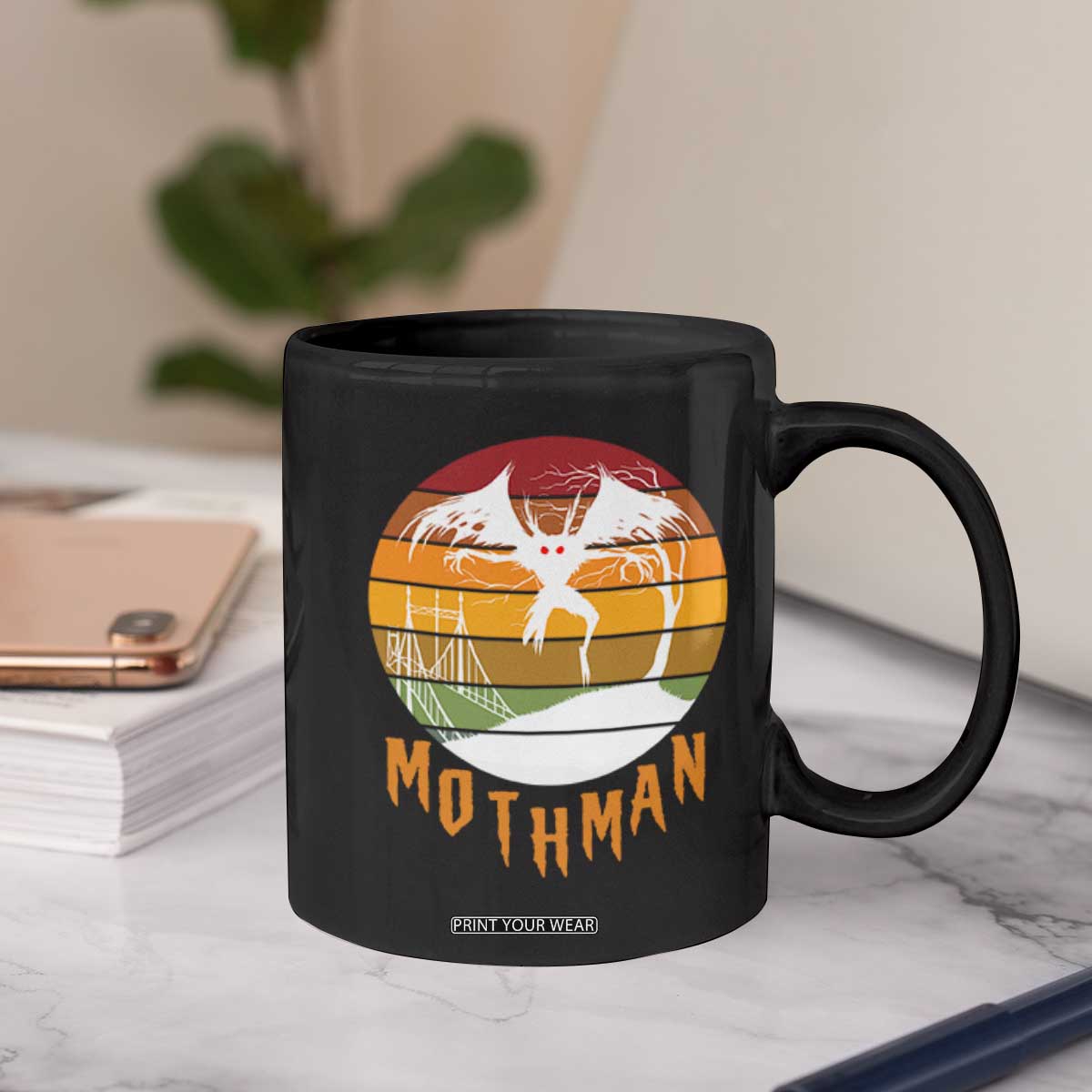 Mothman Coffee Mug Retro Vintage Cryptid Gothic Horror Gift TS12 Print Your Wear