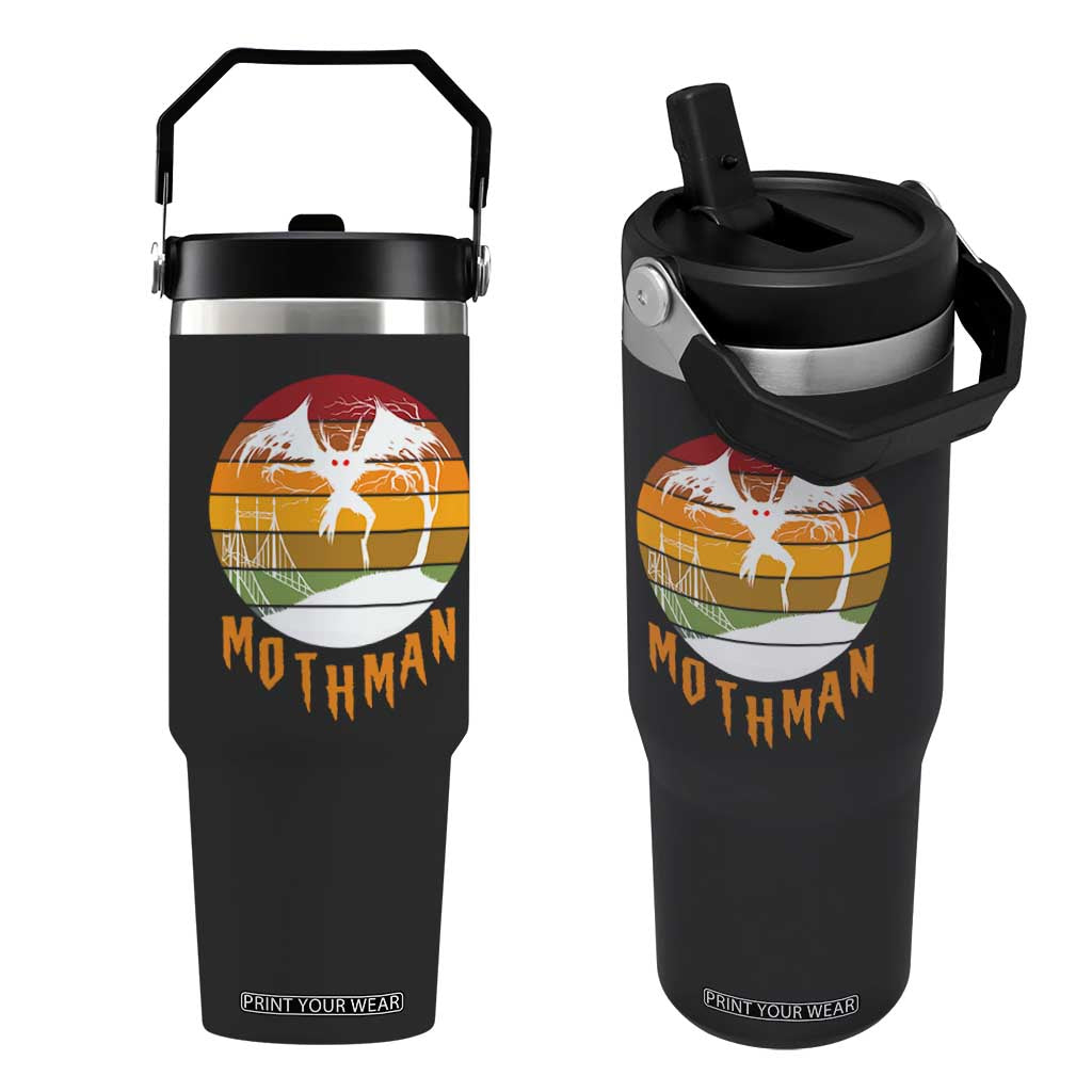 Mothman Flip Straw Tumbler Retro Vintage Cryptid Gothic Horror Gift TS12 One Size: 30 oz Black Print Your Wear