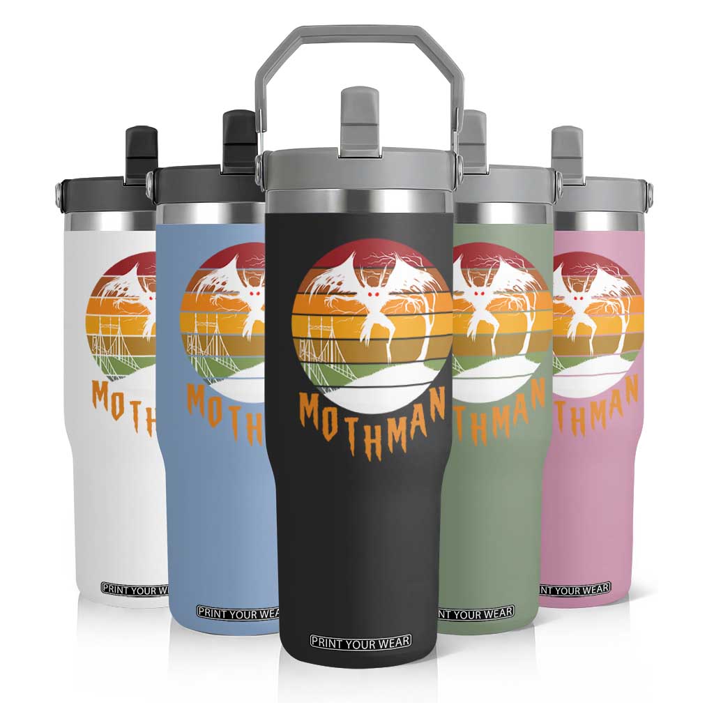 Mothman Flip Straw Tumbler Retro Vintage Cryptid Gothic Horror Gift TS12 Print Your Wear