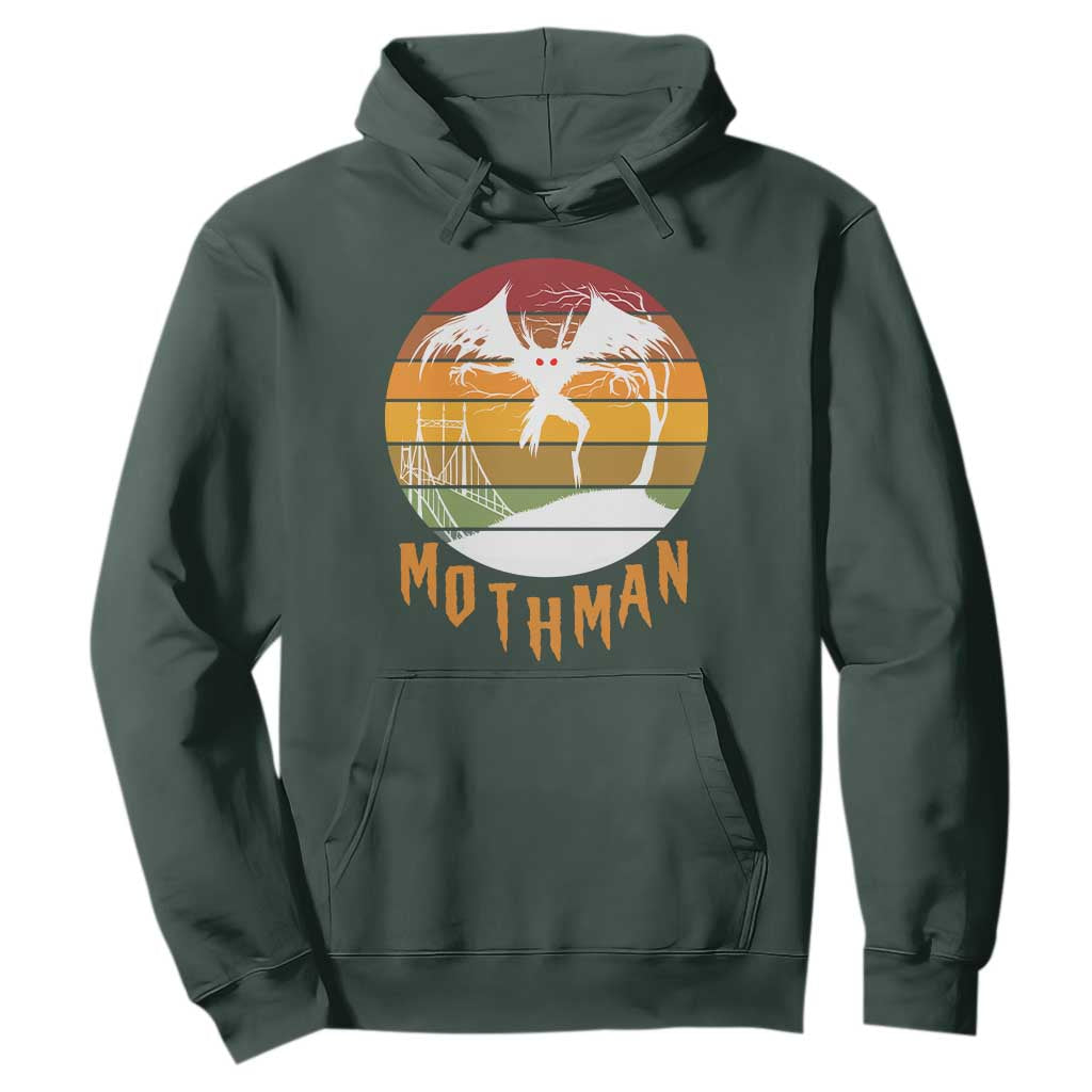 Mothman Hoodie Retro Vintage Cryptid Gothic Horror Gift TS12 Dark Forest Green Print Your Wear