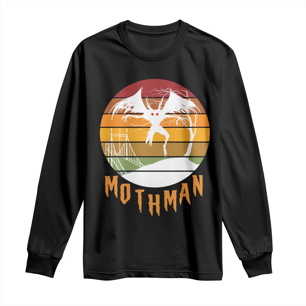 Mothman Long Sleeve Shirt Retro Vintage Cryptid Gothic Horror Gift TS12 Black Print Your Wear
