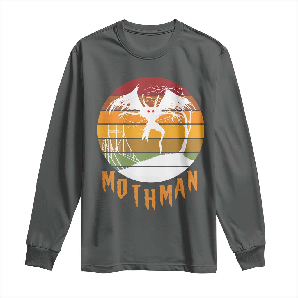 Mothman Long Sleeve Shirt Retro Vintage Cryptid Gothic Horror Gift TS12 Dark Heather Print Your Wear