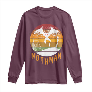 Mothman Long Sleeve Shirt Retro Vintage Cryptid Gothic Horror Gift TS12 Maroon Print Your Wear