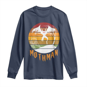 Mothman Long Sleeve Shirt Retro Vintage Cryptid Gothic Horror Gift TS12 Navy Print Your Wear