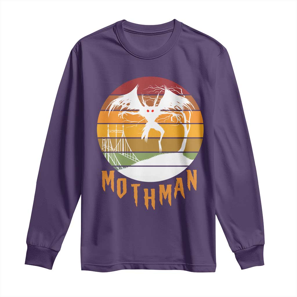 Mothman Long Sleeve Shirt Retro Vintage Cryptid Gothic Horror Gift TS12 Purple Print Your Wear