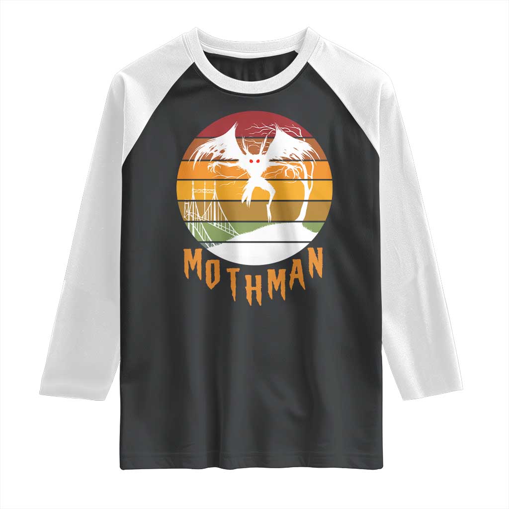 Mothman Raglan Shirt Retro Vintage Cryptid Gothic Horror Gift TS12 Black White Print Your Wear
