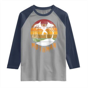 Mothman Raglan Shirt Retro Vintage Cryptid Gothic Horror Gift TS12 Sport Gray Navy Print Your Wear