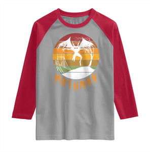 Mothman Raglan Shirt Retro Vintage Cryptid Gothic Horror Gift TS12 Sport Gray Red Print Your Wear