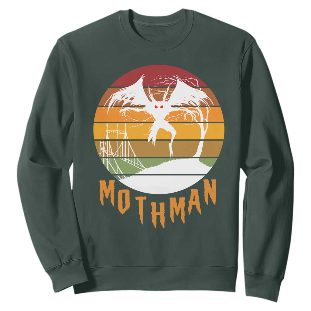Mothman Sweatshirt Retro Vintage Cryptid Gothic Horror Gift TS12 Dark Forest Green Print Your Wear