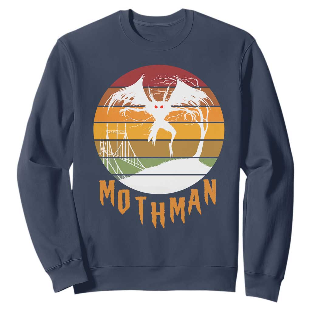 Mothman Sweatshirt Retro Vintage Cryptid Gothic Horror Gift TS12 Navy Print Your Wear