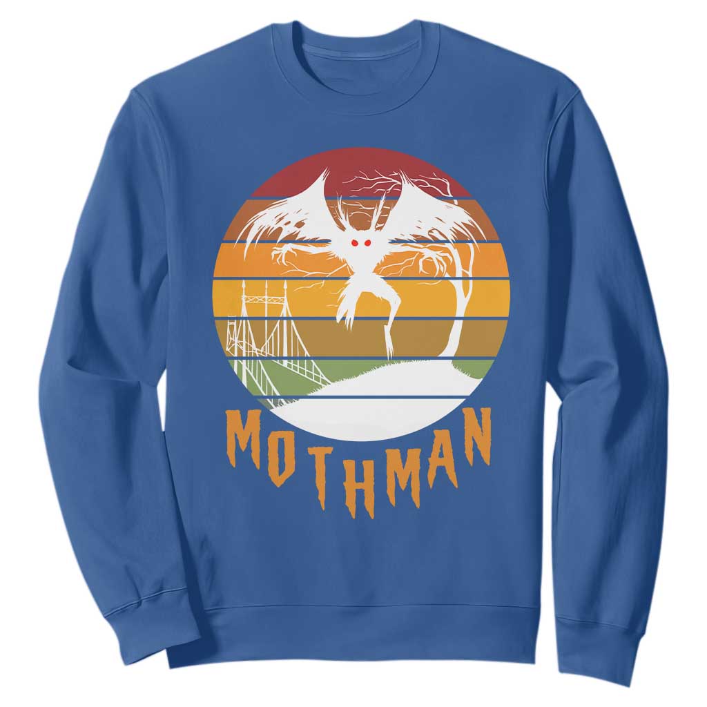 Mothman Sweatshirt Retro Vintage Cryptid Gothic Horror Gift TS12 Royal Blue Print Your Wear