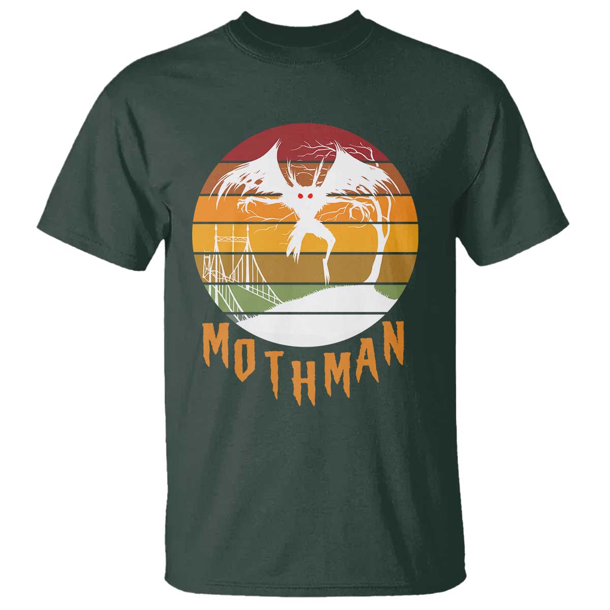 Mothman T Shirt Retro Vintage Cryptid Gothic Horror Gift TS12 Dark Forest Green Print Your Wear