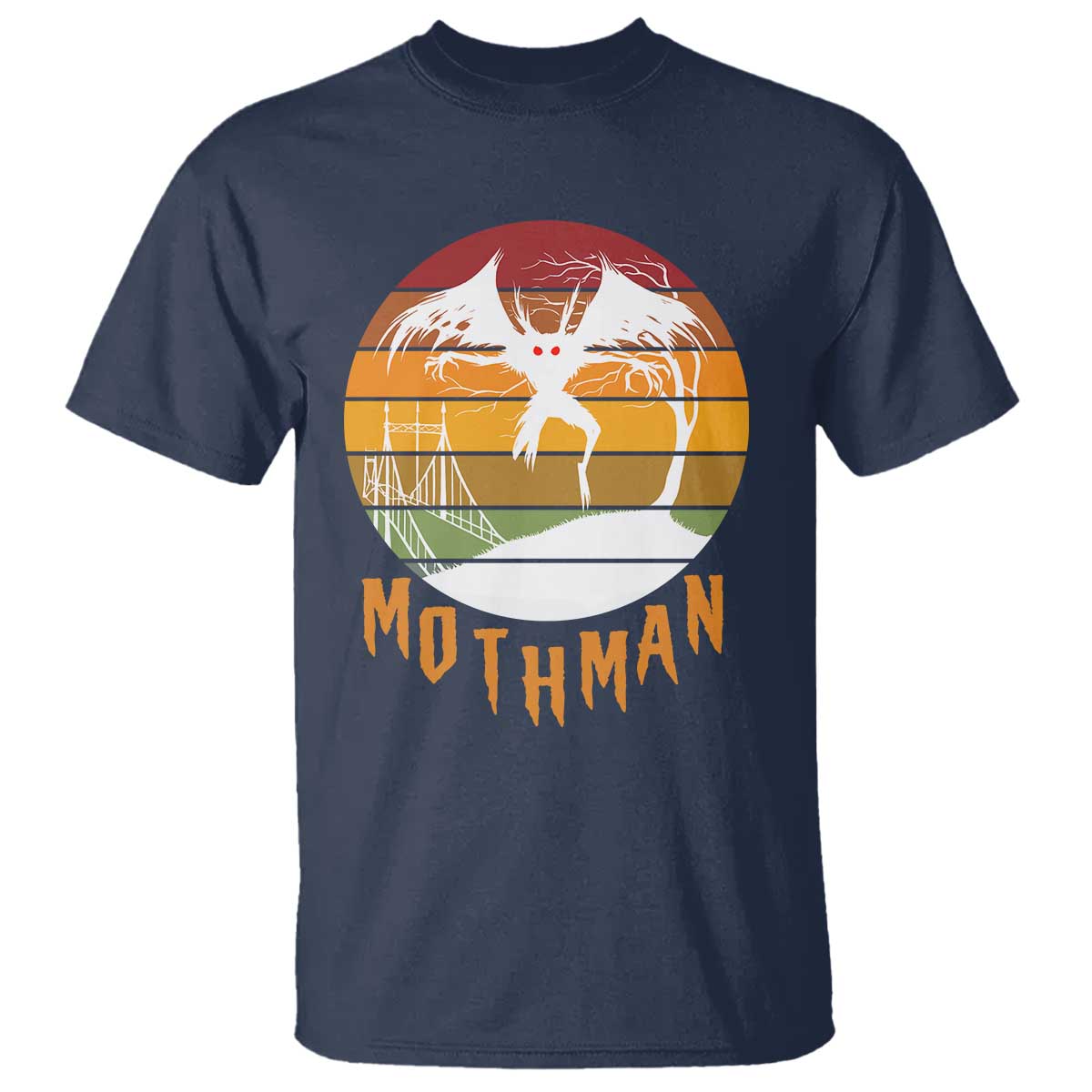 Mothman T Shirt Retro Vintage Cryptid Gothic Horror Gift TS12 Navy Print Your Wear