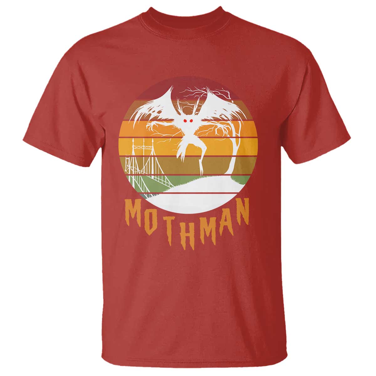 Mothman T Shirt Retro Vintage Cryptid Gothic Horror Gift TS12 Red Print Your Wear
