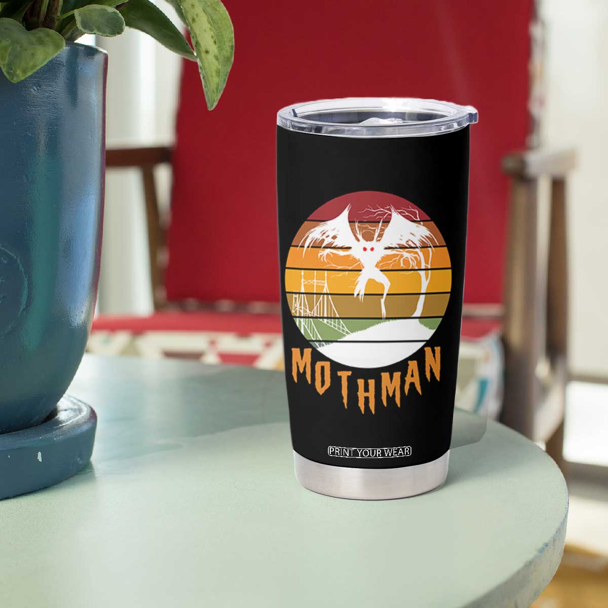 Mothman Tumbler Cup Retro Vintage Cryptid Gothic Horror Gift TS12 Print Your Wear