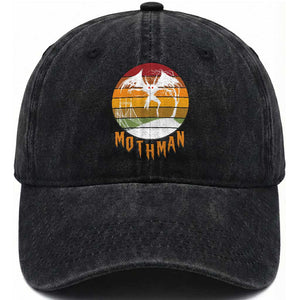 Mothman Washed Cotton Baseball Cap Retro Vintage Cryptid Gothic Horror Gift TS12 Washed Cap Universal Fit Black Print Your Wear
