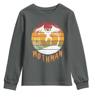 Mothman Youth Sweatshirt Retro Vintage Cryptid Gothic Horror Gift TS12 Dark Heather Print Your Wear