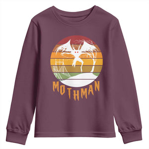 Mothman Youth Sweatshirt Retro Vintage Cryptid Gothic Horror Gift TS12 Maroon Print Your Wear
